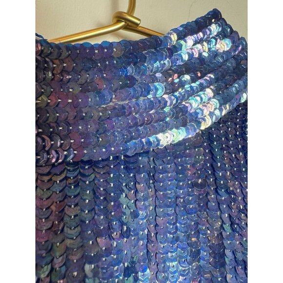 Versace Sequin Blue Couture Dress 38 - Picture 4 of 11